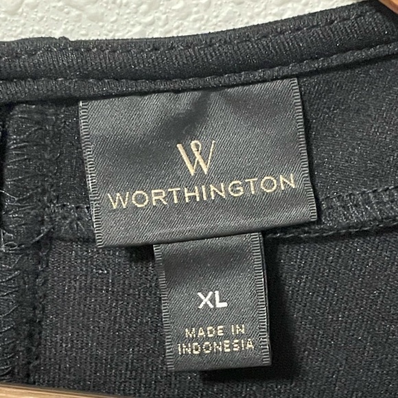 Worthington Womens Top XL Pink Black Striped Zipper In Back - Picture 3 of 6